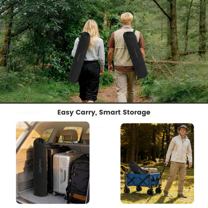 SUNNYFEEL Portable Camping Chair with Side Pockets & Cup Holder 500LBS Capacity Padded Portable Outdoor Chair, Carry Bag Included, Great for Camping, Tailgating, Firepits, Patio, & More Black