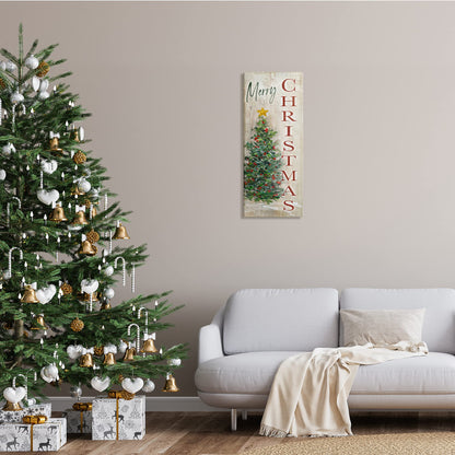 Stupell Industries Merry Christmas Greeting Festive Rustic Holiday Tree