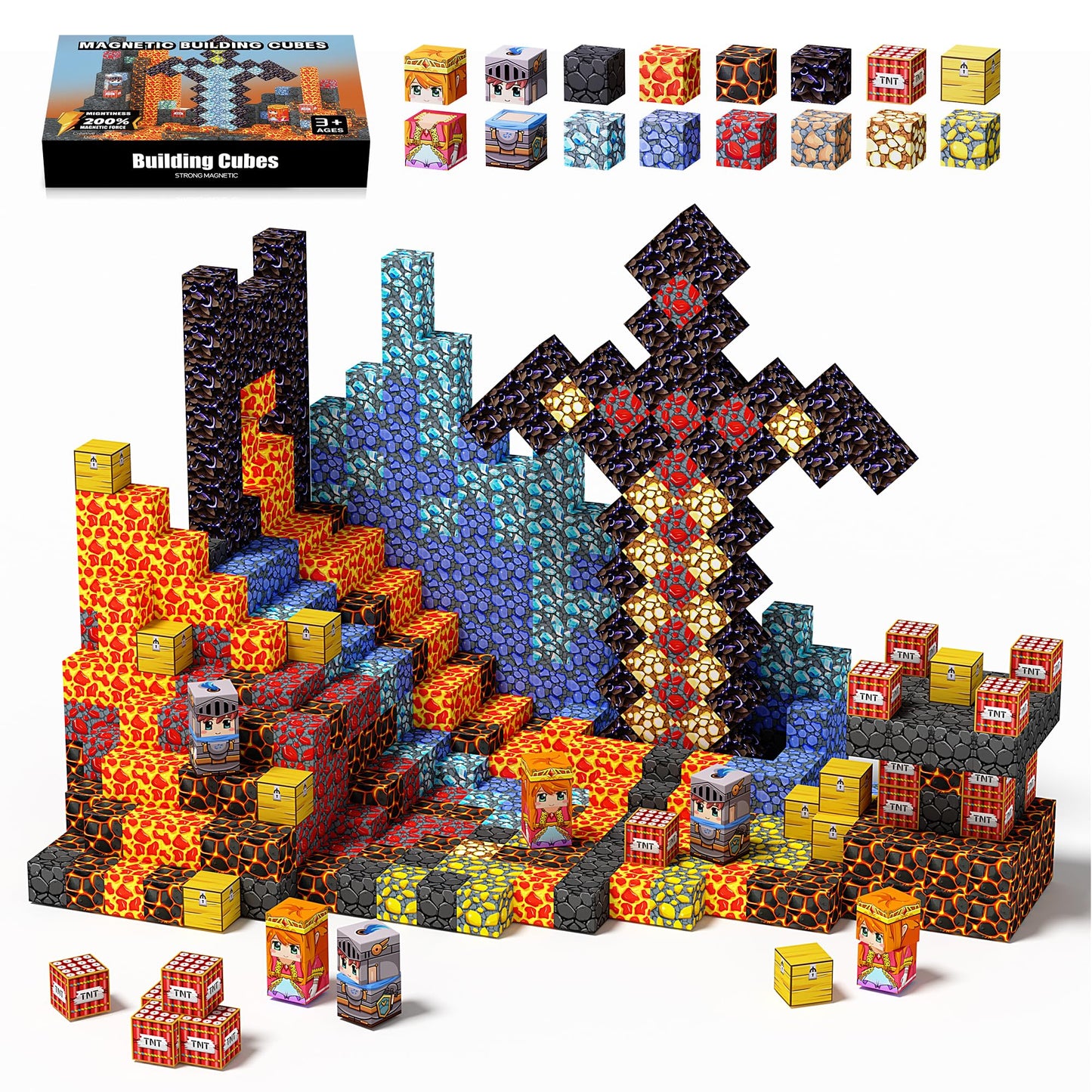 Cosminy 100PCS Magnetic Building Blocks, Magnetic Cubes STEM Sensory Toys, Magnetic Blocks Stacking Construction Toys for Kids Ages 3+, Birthday for Boys Girls