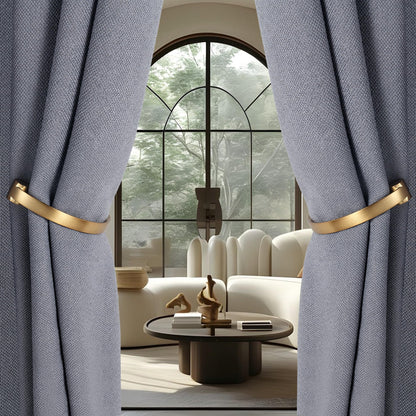 Mayrhyme Curtain Holdbacks 2Pcs,Warm Gold Barrel Zinc Alloy Curtain Tiebacks,Wall Mounted Curtain Holders for Drapes.