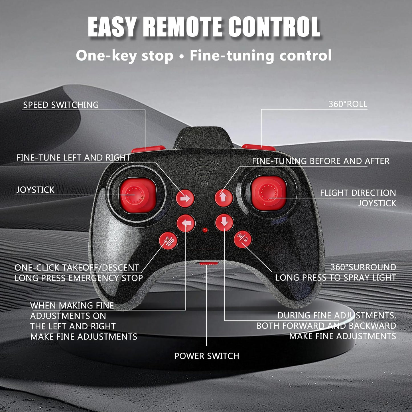 Virellia RC Airplane with Cool Spray, Foam Remote Control Airplanes with Led Light, 360° Flip Fighter Jet Toys, Stunt Roll, RC Plane for Kids Adults Aged 6+, Gifts for Kids Boys Girls, Black