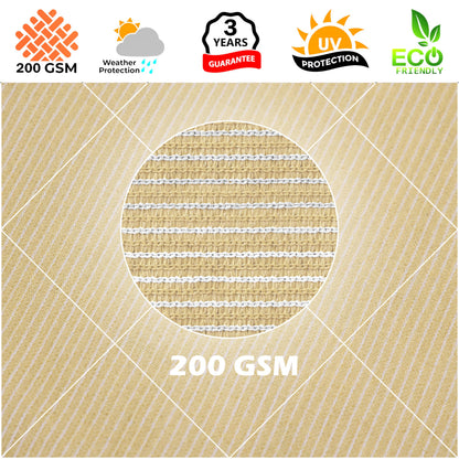Royal Shade Beige 12' x 16' Sun Shade Sail Rectangle RSTAPRN1216-200GSM - Pergola Shade Sails Canopy for Patio - Canopy Mesh Fabric UV Block - Commercial Heavy Duty (We Make Custom Sizes)