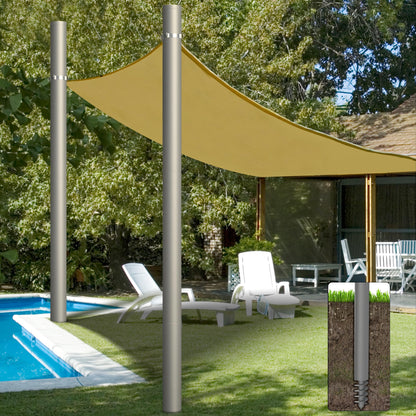 Yakmax Shade Sail Poles, Heavy Duty Sun Shade Poles, Screw in Poles for Sun Shades Outdoor, 12 Ft Sun Shade Sail Poles with D-Clamps, 2.28" Sun Shade Pole Kit for Ground Soil Backyard, 2 Packs