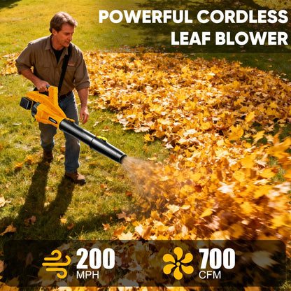 LITEKON Leaf Blower Cordless, Brushless 700CFM & 13 Speed Modes, Electric Cordless Leaf Blowers with 2 x 5.0Ah Batteries and Charger, 21V Powerful Blowers for Lawn Care, Blowing Leaves, Dust, Snow