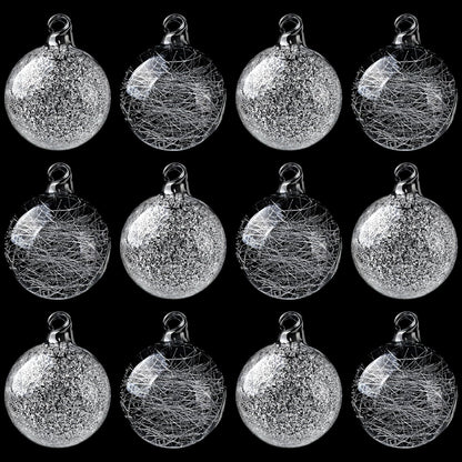 Suilung 12 Pcs Clear Glass Christmas Ornaments Balls Bulk Hand Blown Glass Ornaments for Christmas Tree Hanging Decorative Ball for Xmas Holiday Wedding Birthday Home Party Decor