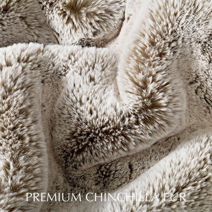 EVERGRACEHOME Luxury Soft Faux Chinchilla Fur Throw Blanket for Couch, Warm Thick Heavy Winter Throw Blanket 1220GSM for Bed, Fluffy Cozy Mink Blanket with Reversible Velvet, Champagne Fawn, 60"x80"