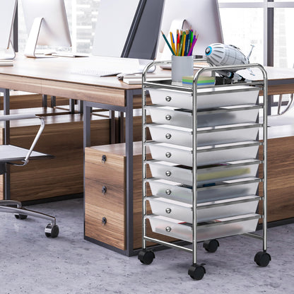 Simple Houseware Utility Cart with 8 Drawers Rolling Storage Art Craft Organizer, Chrome