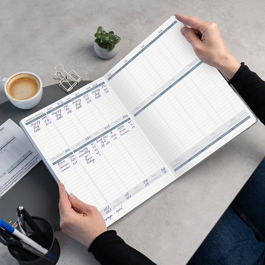 Clever Fox Income & Expense Tracker Large – Accounting & Bookkeeping Ledger Book for Small Business – 2-Year Record Notebook, A4 (Silver Black)