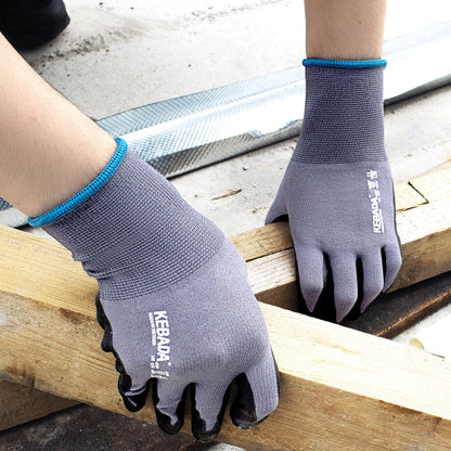 Kebada W5-12 Pairs Safety Work Gloves Foam Nitrile Coated, Seamless Knit Nylon Glove with Grip, Ideal for Mechanic, Warehouse, Construction & Gardening, Large
