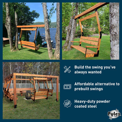 Pylex Swing Brackets for Chair, Outdoor Patio Swings, Wooden Porch Bench, Heavy-Duty Steel DIY Kit - 500 lbs - Steel Bracket Only
