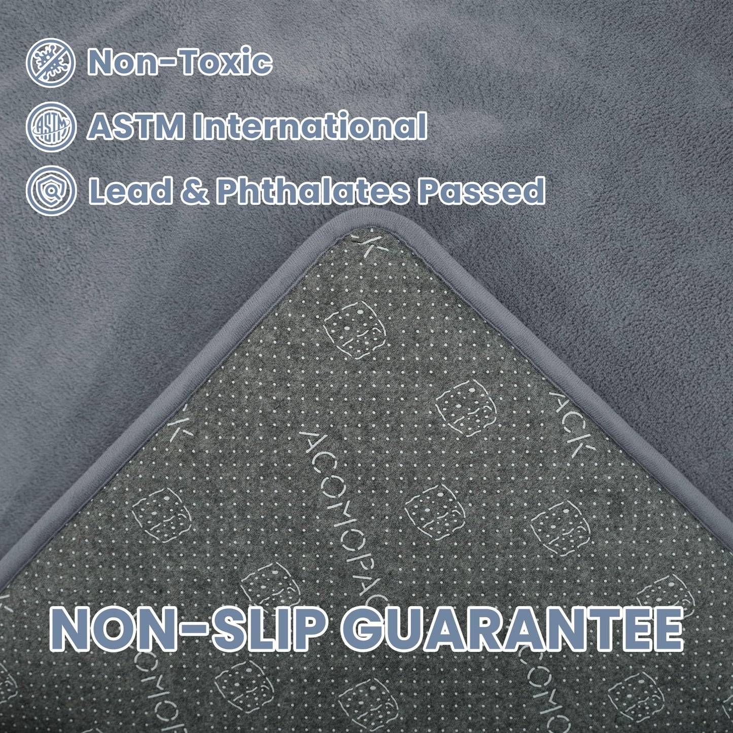 ACOMOPACK 1.3" Thick Baby Play Mat for Floor 50x50"-Memory Foam Water-Repellent Playpen Mat for Tummy Time,Non-Slip Soft Velvet Nursery Rug for Kids,Toddlers,Infants Crawling（Grey）