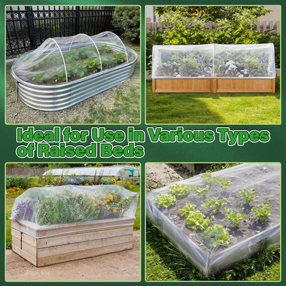 KEOHOL 3-Pack Garden Netting for Raised Beds, 4.9×2.3×1.4 Ft Rectangular Plant Covers with Ultra-fine Mesh, UV Protected HDPE Plant Netting for Vegetables Flowers Fruits