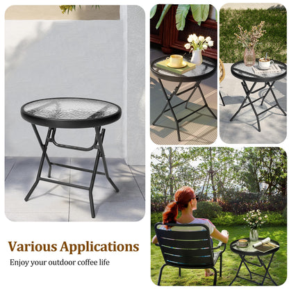 JOINHOM Outdoor Side Table - Small Patio End Table All Weather, Patio Furniture Sets and Outside Furniture for Pool, Balcony, Deck, Porch, Black