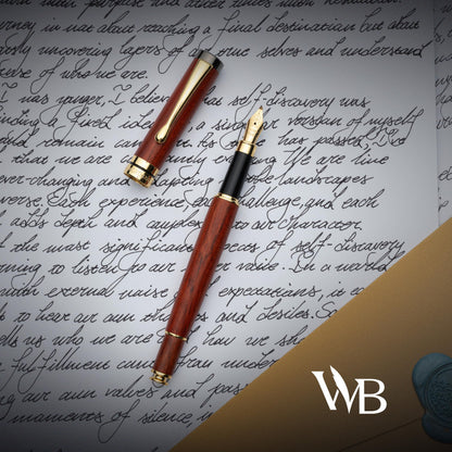 Wordsworth & Black Calligraphy Pen Gift Set, Includes Ink Bottle, 6 Ink Cartridges, Ink Refill Converter, 6 Replacement Nibs, Luxury Bamboo, Journaling, Smooth Writing Pens [Rosewood]