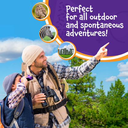 Think Peak Red Binoculars Science Toy for Kids Ages 3-12 Years - Real Compact Outdoor Adventure & STEM Educational Nature Hiking Explorer for Bird Watching, Camping Children’s Birthday Gift