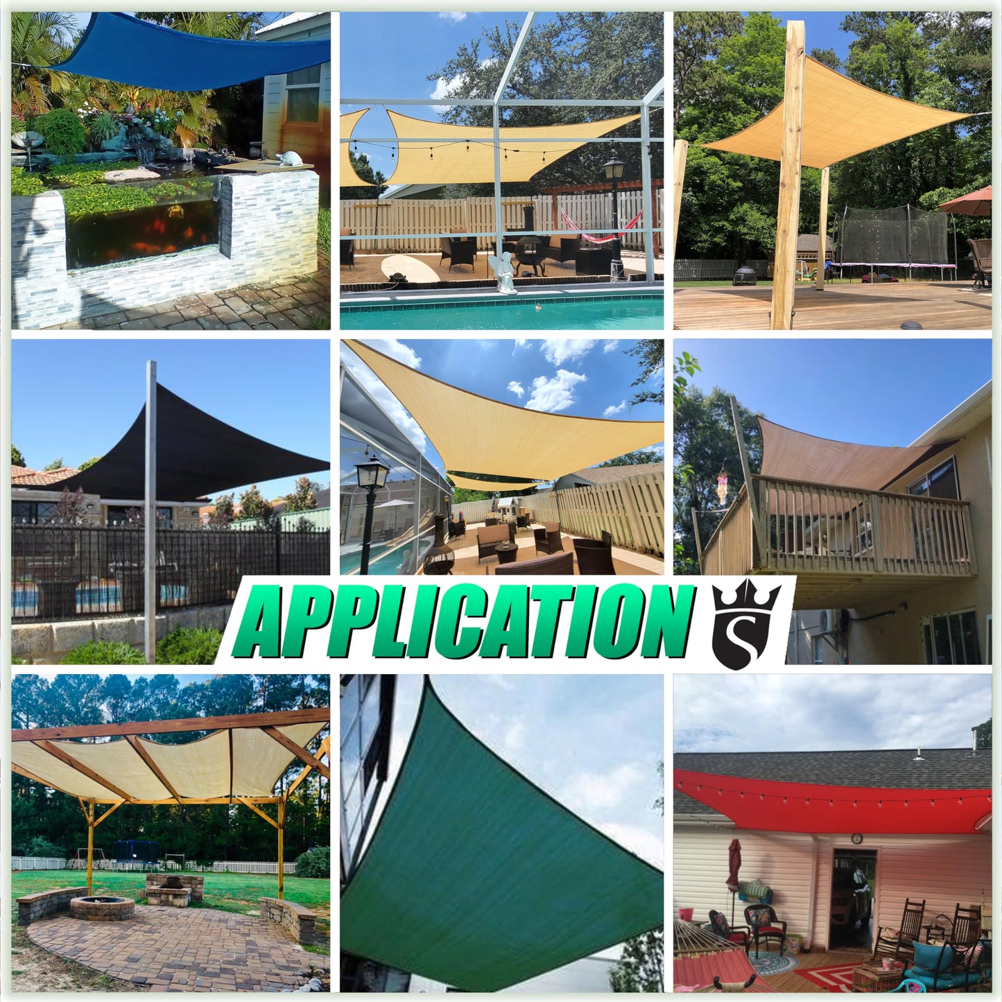 Royal Shade 16' x 16' Beige Square Sun Shade Sail Canopy Outdoor Patio Fabric Screen Awning RTAPS16 - UPF50+ 95% UV Blockage, Heavy Duty, Water & Air Permeable (We Make Custom Size)