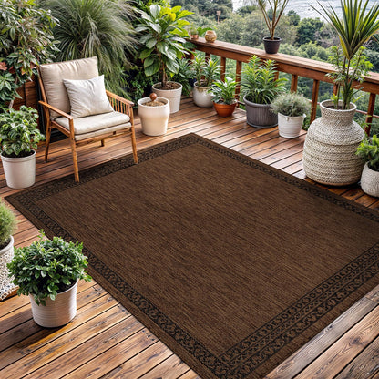 Washable Outdoor Rug 5x7 Modern Area Rugs Outdoor Carpets Bordered Pattern Non Shedding Waterproof Easy Clean Patio Deck Porch Living Room Bedroom Garden RV (5 X 7 Gold)