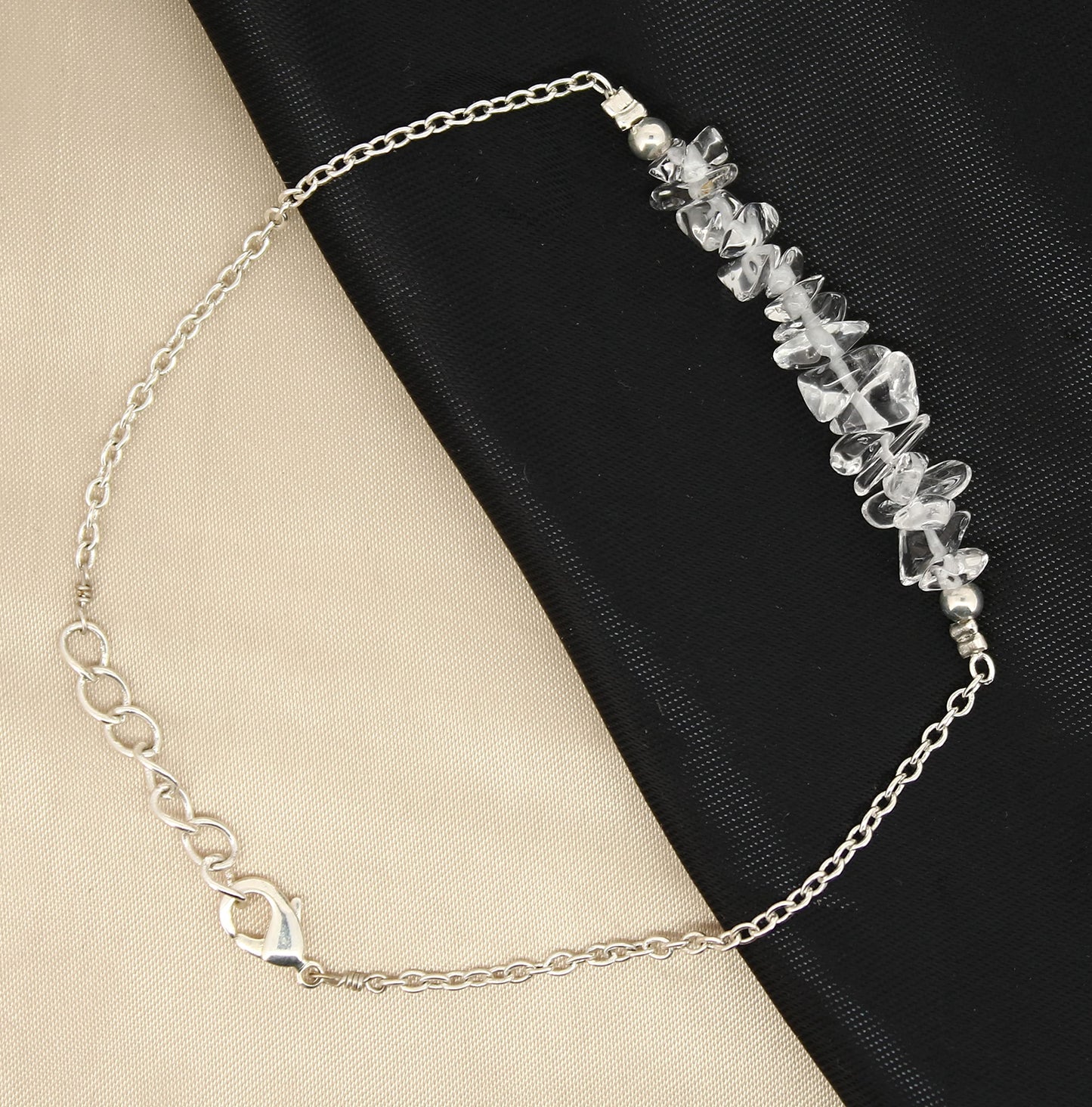 Gempires Natural Gemstone Chip Bar Bracelet for Women, Crystal Healing Bracelet, Multiple Gemstone Options, Adjustable Yellow Gold Plated Chain (7” + 1” Extender), Dainty Stackable Jewelry Gift for Her (Clear Quartz)