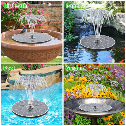 AISITIN 9W Solar Fountain Pump 2026, Solar Water Fountain Kit with 6600mAh Rechargeable Battery & 14 Nozzles & Charging Cable & Remote Control & 11 Colorful LED Lights for Garden Pond Pool Outdoor