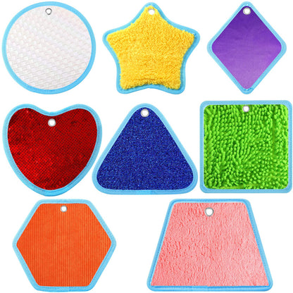 Boao 8 Set Mini Sensory Mats Assorted Textured Play Mats Sensory Floor Tiles Educational Tactile Toys for Activity(8.7 Inch,Irregular)