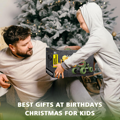 Remote Control Dinosaur Car for Kids Boys, 2.4Ghz All Terrain Remote Control Dinosaur Truck with Light, Rechargeable 4WD Off Road RC Car Toys for Kids 3 4 5 6 7 8-12 Year Old Boys Girls Birthday Gift