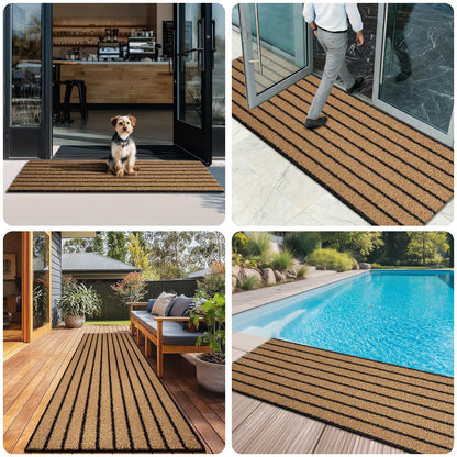 DOMUSTEX Outdoor Front Door Mat 24" x 60", Dirt Trapping Outside Entrance Runner Rug, Non Slip, Heavy Duty Commercial Rug for Patio, Balcony, Garage, Traffic Area, Office, Roll Packing