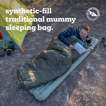 Big Agnes Anthracite - Backpacking Sleeping Bag, 3 Season, Lightweight, Compact, Olive Night/Chinois Green, 30 Degree (Left-Zip), Regular