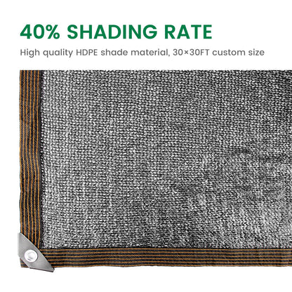 Xlimin 40% 30 X 30 FT Black Shade Cloth, Outdoor Woven Sun Shade with Grommets, Durable Breathable Netting Shading Antifreezing for Patio, Garden, DIY Home, Plants Cover, Greenhouse, Dog Kennel