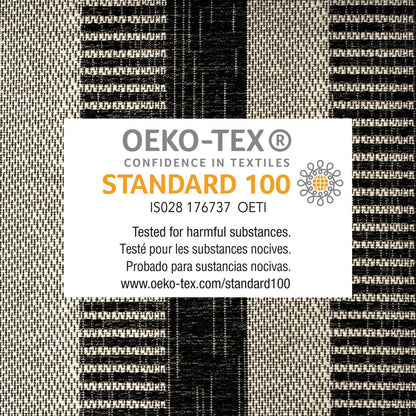 Nicole Miller New York Patio Country Charlotte Modern Stripe Indoor/Outdoor Area Rug, Black/Grey, 5'2"x7'2"
