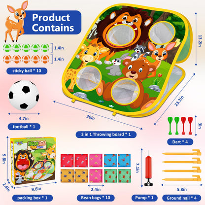 Animal Bean Bag Toss Game Toy Outdoor Toss Game, Family Party Party Supplies for Kids, Gift for Boys Birthday or Christmas for Toddlers Ages 3 4 5 6 Year Old