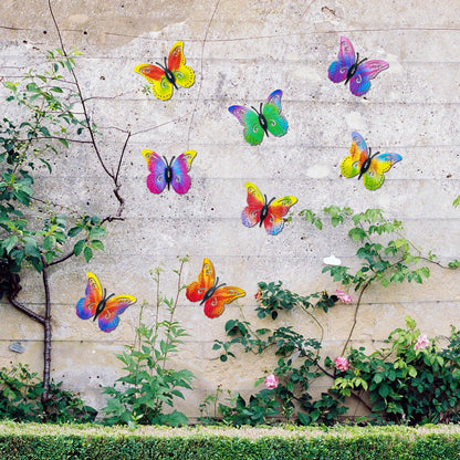 Distella Metal Butterfly Wall Decor, 8 pcs Exquisite Outdoor Wall Art Sculpture Hanging Decoration for Outside Garden Balcony Fence Courtyard Farm Exterior Decorations