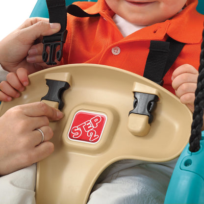 Step2 Infant to Toddler Swing, Baby Outdoor Swing, Backyard Bucket Style Swing Seat, Secure Harness, Outside Weather-Resistant Rope, Attach to Playset, For Toddlers 9 Months -3 Years Old