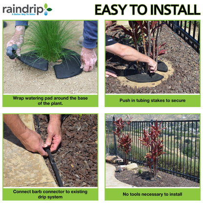 Raindrip RW16RE RootWise 360° Precision Plant Watering Pad for Plant & Tree Irrigation, 16 in. Watering Mat with Built-in Drip Tubing & Emitters,Watering Ring Connects to Drip Irrigation Systems,Black