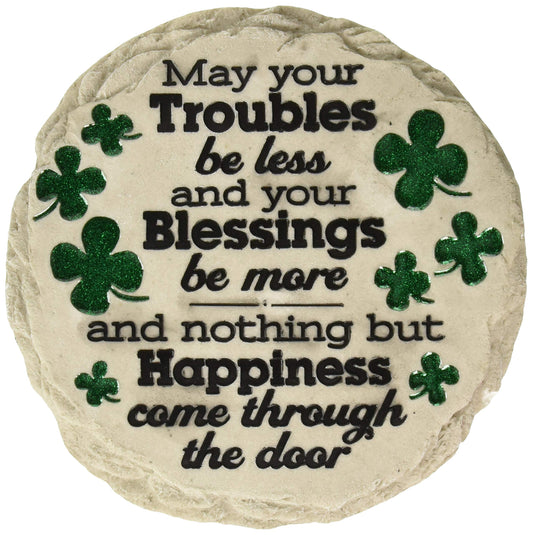 Spoontiques St Patrick's Day May Your Troubles Stepping Stone - Decorative Garden Stone for Yard, Patio, Garden or Walkway - Outdoor or Indoor Home Decor