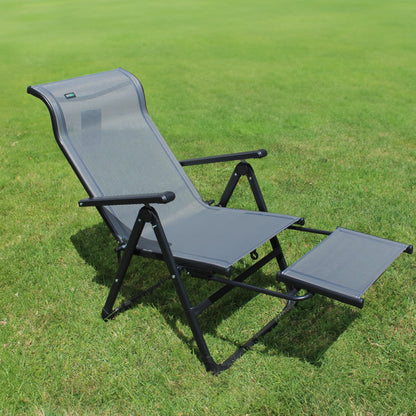 Caravan Sports Ergo+ - Adjustable Outdoor Patio Camping Lounge with Footrest & Headrest, Steel Frame Weather-Resistant Fabric – Folding Outdoor Chair