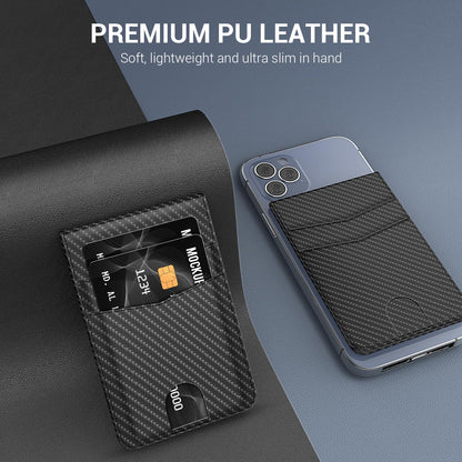 YINHEXI for Magsafe Wallet Stand, Magnetic Leather Phone Wallet Card Holder for Phone Case with Adjustable Stand, Minimalist Slim Leather Mens Wallet with 4 Cards Slots (Carbon Fiber)