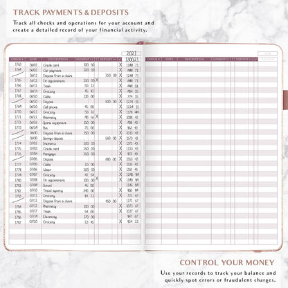 Legend Planner Check Register Book – Accounting Ledger Book for Small Business & Personal Use – Checkbook Register to Track Financial Transactions – Hardcover, 7x10″, 6300 Entries (Rose Gold)
