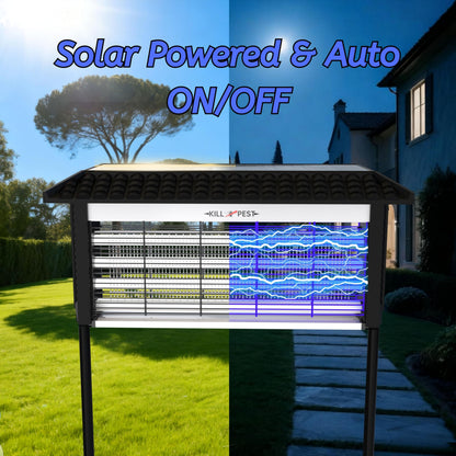 ZETAWALE Solar Bug Zapper Outdoor Mosquitos Zapper Solar Powered Bug Zapper Outdoor Camping Fly Control for 4000 sq.ft Waterproof Fly Killer Solar Mosquito Zapper for Garden Lawn and Back Yard