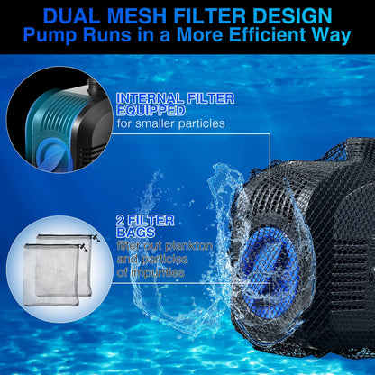 1600GPH Submersible Water Pump, 100W Electric Waterfall Water Fountain Pump, Pond Pump Kit for Garden Pool Fish Aquarium Tank
