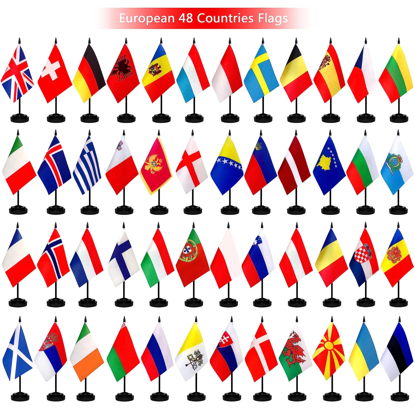 TSMD 202 Countries International World Desk Flags Set Small Mini Office Table Stick Flag with Stand Base,All Countries Flags,5x8 Inch