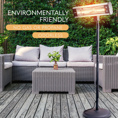 SereneLife Infrared Patio Heater, Electric Patio Heater for Indoor/Outdoor Use, Portable Stand Heater with Remote Control, 1500 W, for Restaurant, Patio, Backyard, Garage, Decks (Off Black)