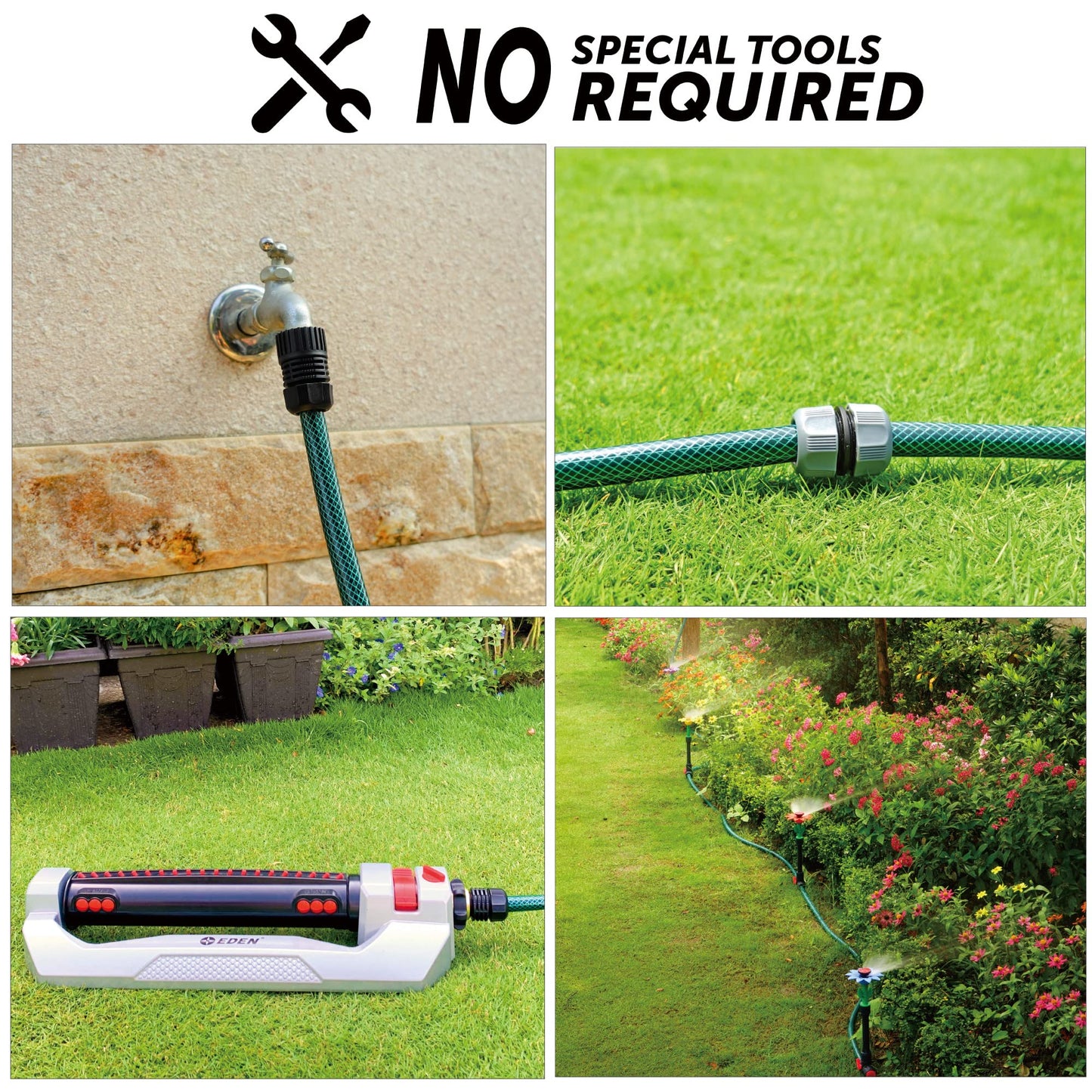 Eden 94051 Rubber Garden Hose 1/2 in. x 50 ft, DIY Hose Set