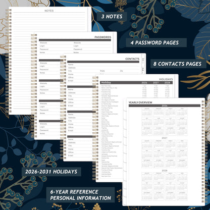 2026-2031 Monthly Planner - 5 Year Planner/Calendar 2026-2031, 11" x 9", 2026 Calendar Planner, Jul 2026 - Jun 2031, Tabs, Back Pocket, Holidays, Twin-Wire Binding, Note Pages