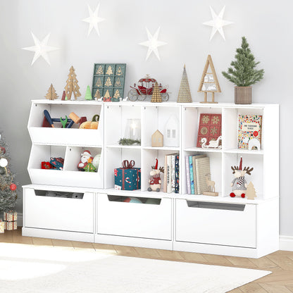 UTEX Kids Toy Storage Organizer, Bookshelf for Kids and Bookcase with Drawer, Children Open Storage Cubby for Playroom Nursery White