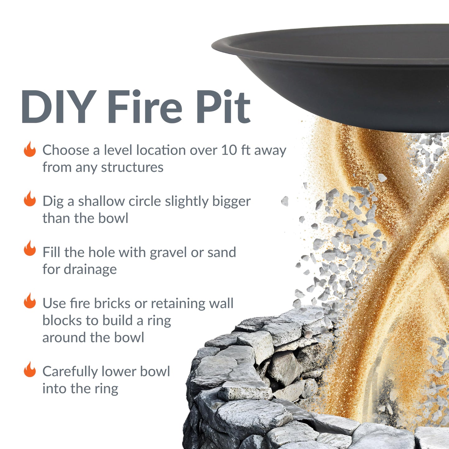 Sunnydaze 23-Inch Replacement Steel Fire Pit Bowl with Round Spark Screen - High-Temperature Painted Finish