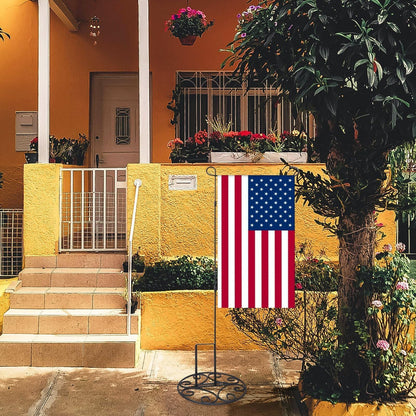 ESTTOP Garden Flag Stand Base, Free Standing Decorative Metal Scroll Flag Stand, 11 Inches Wide x 6 Inches High 1.4 lbs Solid Steel, Suit for Yard, Patio,Lawn, Deck, Sidewalk, Tailgate, Porch