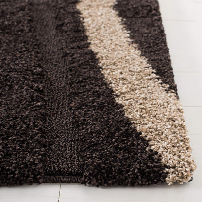 SAFAVIEH Florida Shag Collection Accent Rug - 3'3" x 5'3", Dark Brown & Beige, Non-Shedding & Easy Care, 1.2-inch Thick Ideal for High Traffic Areas in Entryway, Living Room, Bedroom (SG451-2813)