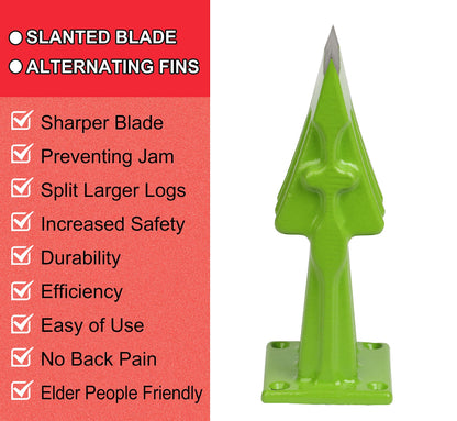 SPEED FORCE Firewood Kindling Log Wood Splitter – No Axe! Wedge Point Splits Firewood, 3 Inch Green with Safety Cover