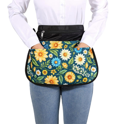 Bafelia Garden Apron for Women with 5 Pocket,Half Florist Apron Harvesting (Green Flowers)