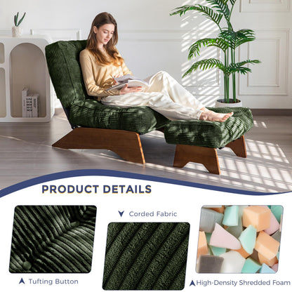 MAXYOYO Accent Chair with Ottoman Adjustable Backrest, Tufted Living Room Chair Upholstered Lounge Chair with Footrest Set, Modern Chair Cozy Reclining Chair for Reading Room, Green